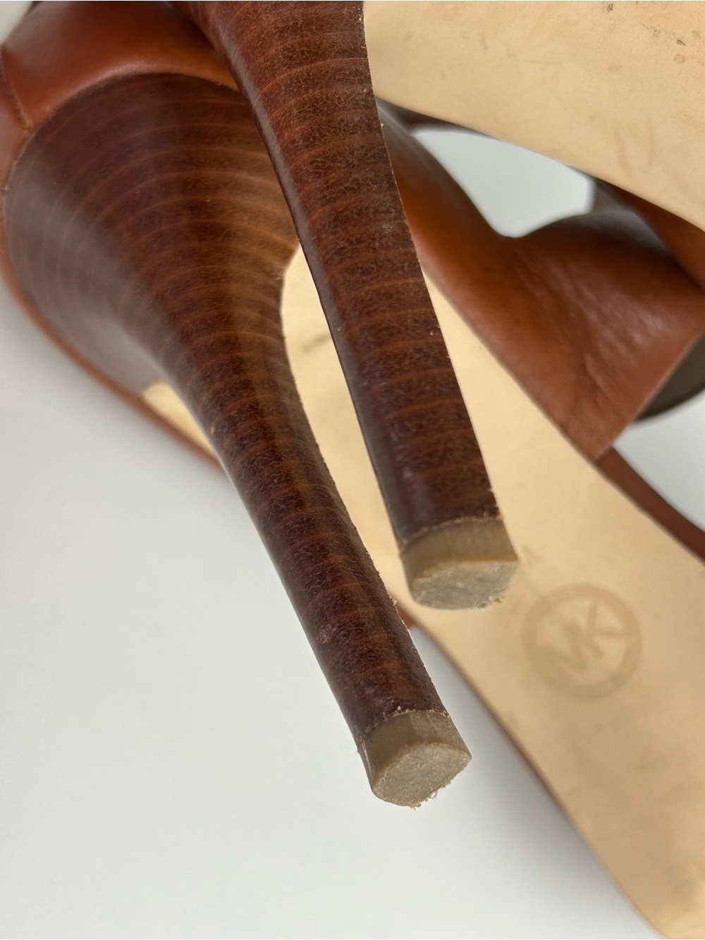 MICHAEL KORS BROWN NEUTRAL STRAP HIGH HEELS SIZE 8.5 - Picture 8 of 13